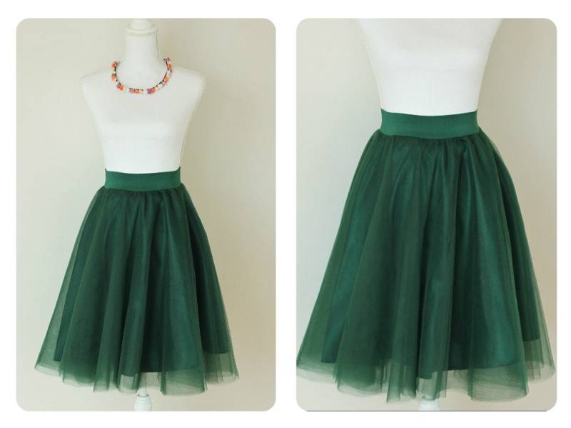 Valentinstag Geschenke-Smaragdgrün Frauen Tütü Rock - Midi Länge Damen Dame Tüll Brautjungfern Outfit von DumpiBoutique