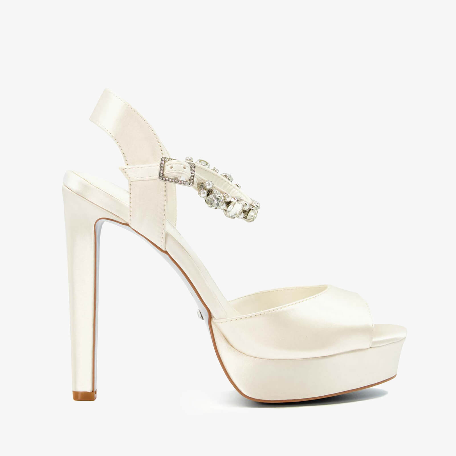 Dune Miracle Embellished Satin Heeled Platform Sandals - UK 8 von Dune