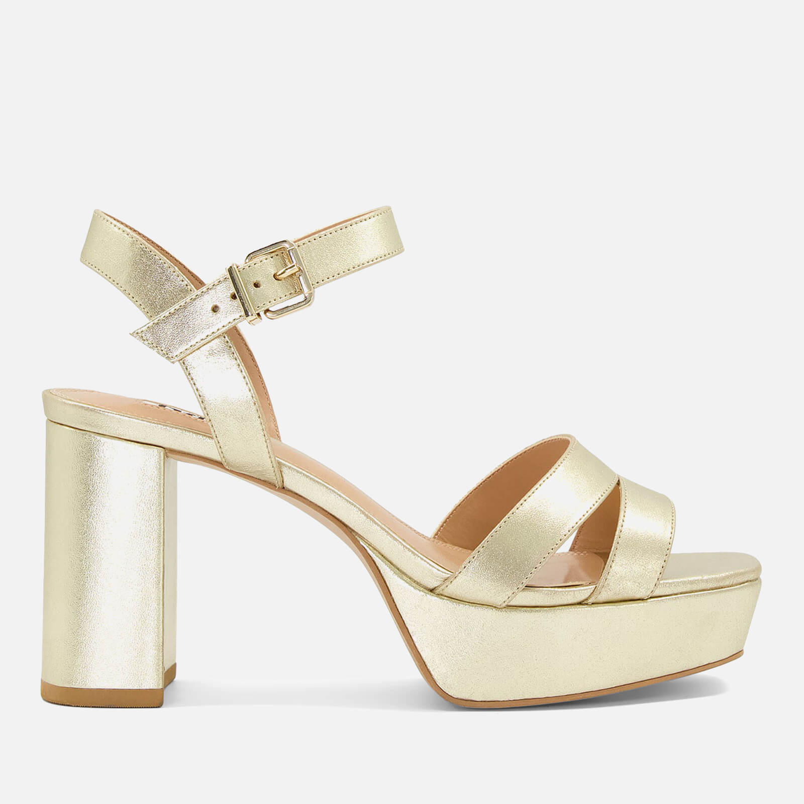 Dune Womens Molten Leather Mid-Platform Sandals - Gold - UK 8 von Dune