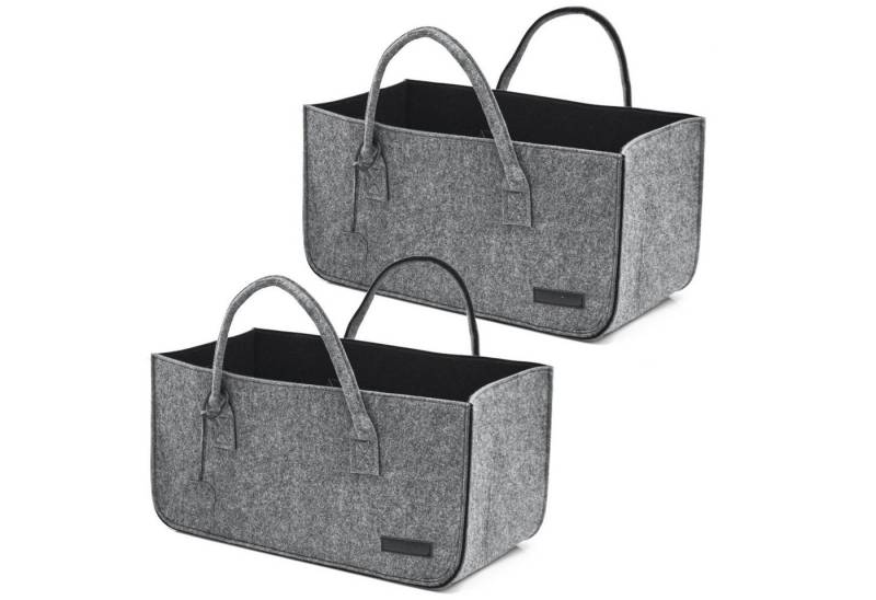 DuneDesign Einkaufsshopper 2er Set Tragetasche Filz - Große Einkaufstasche - Shopper bis 25kg, Faltbar - Kaminholztasche - Wäschekorb - Spielzeugkorb von DuneDesign