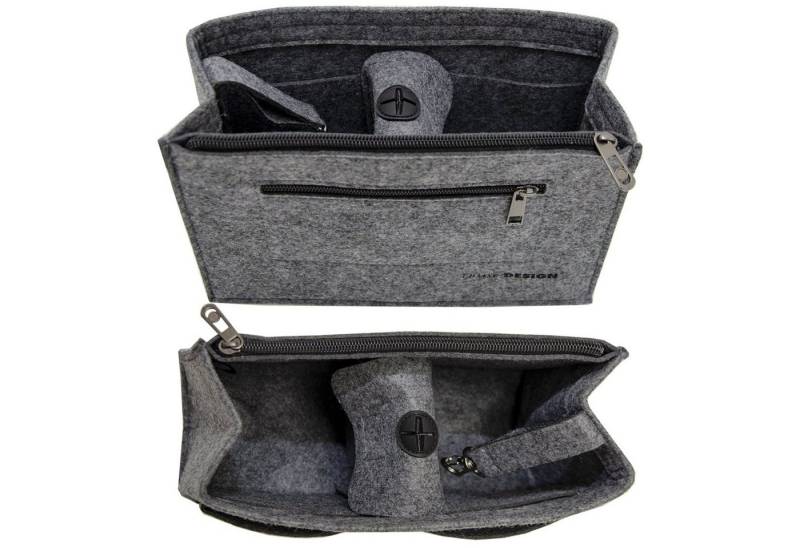 DuneDesign Taschenorganizer S - Filz Handtaschenorganizer mit Fächern für Handtasche und Rucksack, 23 x 10 x 16 cm Taschen Organizer - Innentasche für Damen Handtaschen von DuneDesign