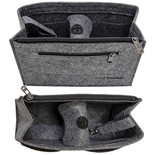 DuneDesign Handtaschen Organizer 23x10x16cm Filz Tasche Einsatz S Innentasche Grau von DuneDesign