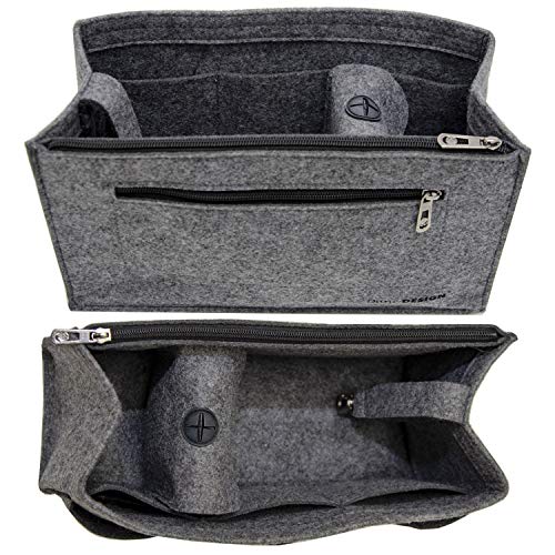 DuneDesign Handtaschen Organizer 30x12x17cm Filz Tasche Einsatz L Innentasche Grau von DuneDesign