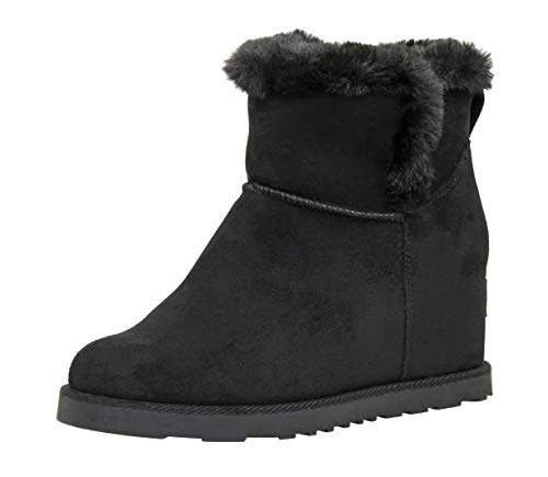 Dunes Kleecey Damen Stiefel mit verstecktem Keilabsatz, Memory-Schaum, breite Breiten erhältlich, Schwarz (schwarz), 37.5 EU von Dunes