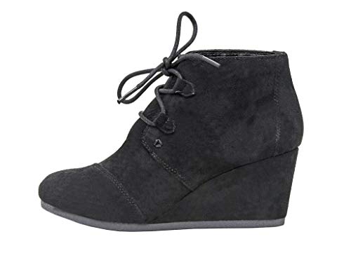 Dunes Zeta Damen Stiefelette mit Keilabsatz und breiter Breite erhältlich, schwarz, 39.5 EU von Dunes