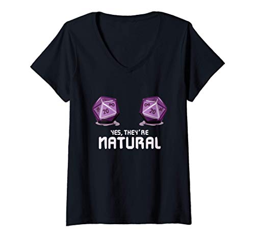 Damen Yes They're Natural Dungeon Gamer Dice Board Dragon Player T-Shirt mit V-Ausschnitt Damen Yes They're Natural Dungeon Gamer Dice Board Dragon Player T-Shirt mit V-Ausschnitt von Dungeon Board Game Player Dragon Gamer Gift Tees