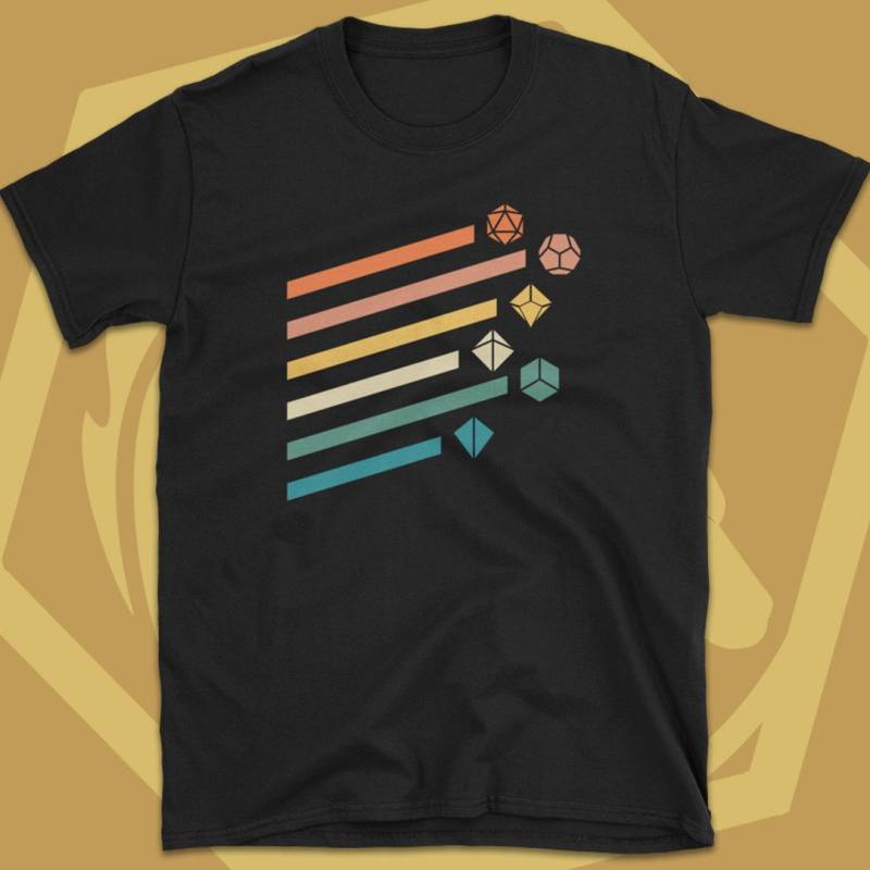 Retro Polyhedral Würfel Set Vintage Farben D20 Dungeons & Dragons T-Shirt Trpg Tshirt Dnd Tabletop Rpg Für Männer Frauen von DungeonArsenal