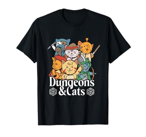 Dungeons & Cats Geschenkidee T-Shirt, Herren & Damen, Katzenliebhaber, Unisex, Kurzarm, T-Shirt, Schwarz, S von Dungeons & Cats Geschenkidee