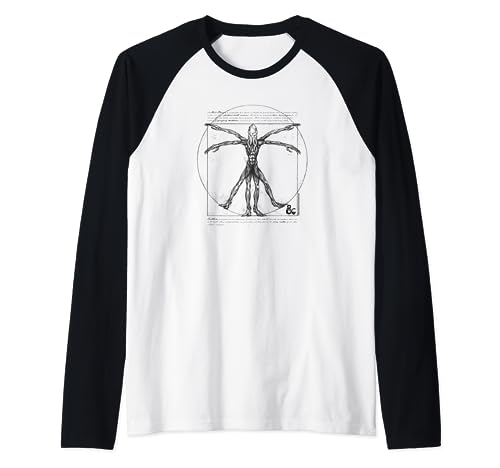 Dungeons & Dragons Mind Flayer Vitruvian Man Vintage Sketch Raglan von Dungeons & Dragons