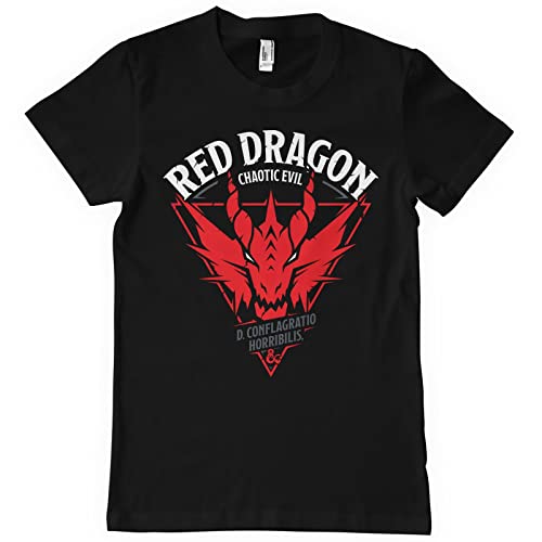 Dungeons & Dragons Offizielles Lizenzprodukt Red Dragon - Chaotic Evil Herren T-Shirt (Schwarz), X-Large von Dungeons & Dragons