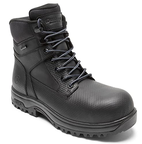Dunham Men's 6 inch Work Boots, Black Textured Leather, 10 X-Wide von Dunham
