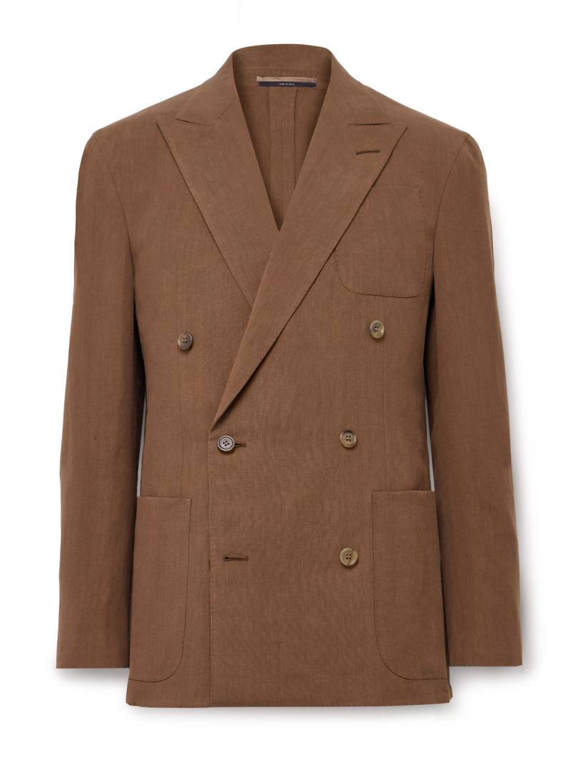 Dunhill - Cavendish Double-Breasted Linen Suit Jacket - Men - Brown - IT 48 von Dunhill