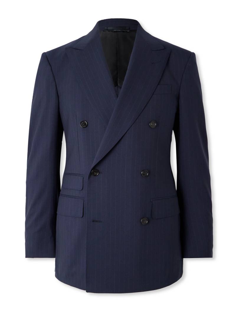 Dunhill - Double-Breasted Pinstriped Wool Suit Jacket - Men - Blue - IT 50 von Dunhill