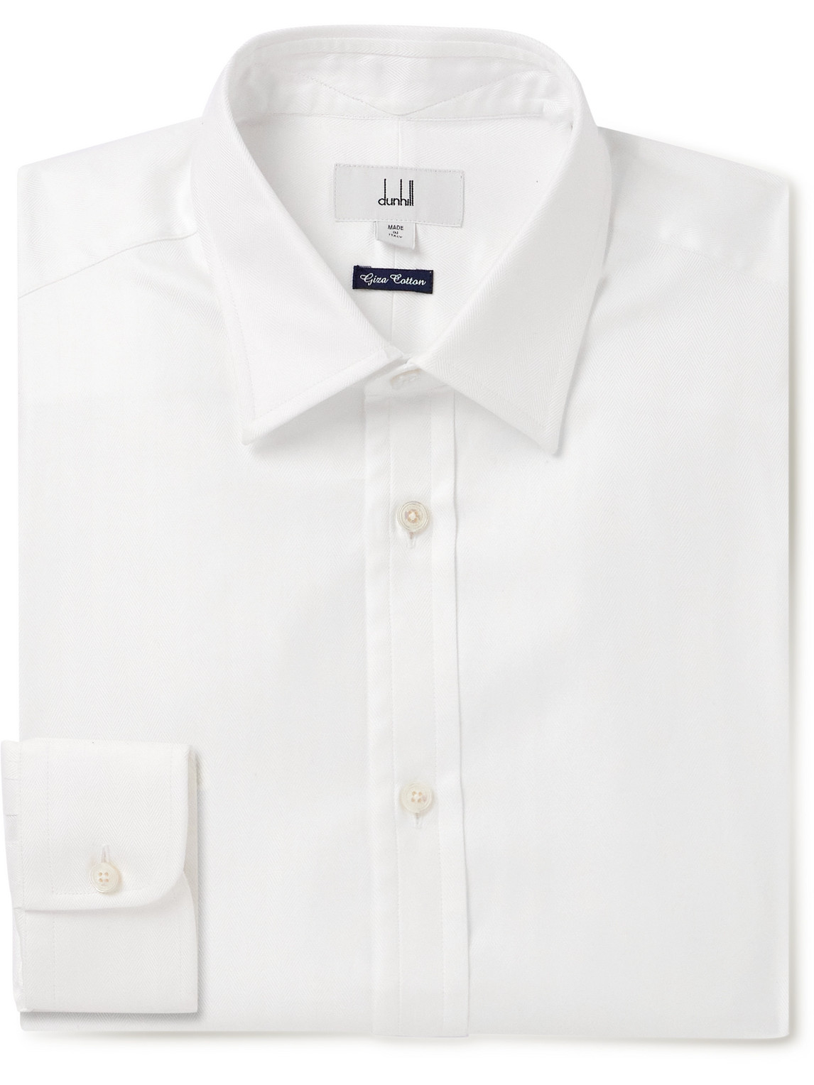 Dunhill - Giza Herringbone Cotton Shirt - Men - White - EU 41 von Dunhill