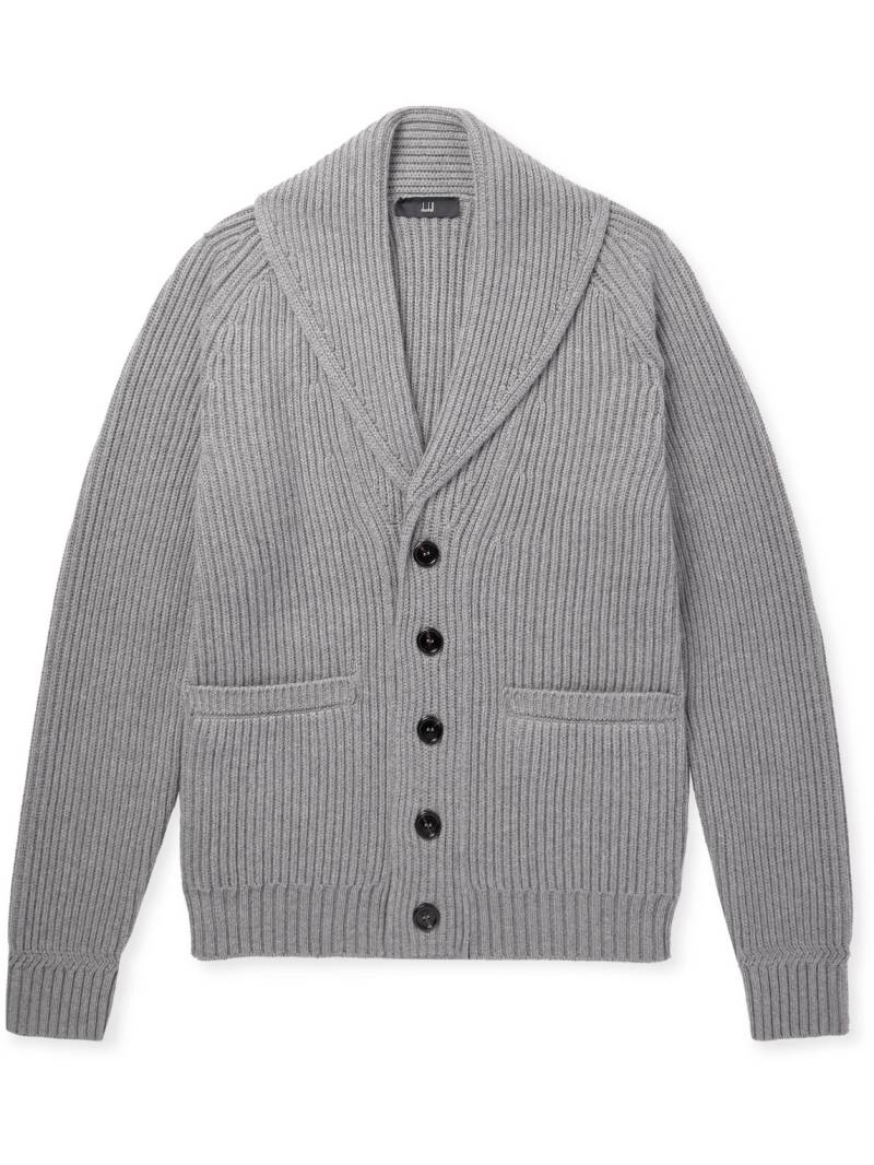 Dunhill - Shawl-Collar Ribbed Cotton and Cashmere-Blend Cardigan - Men - Gray - M von Dunhill