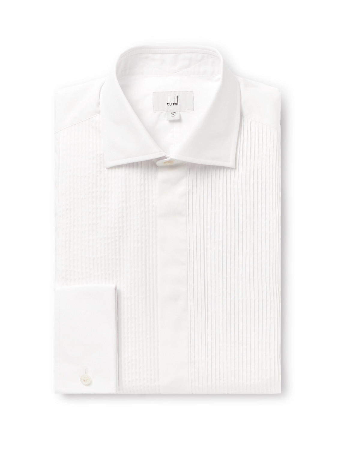 Dunhill - Spread-Collar Bib-Front Pintucked Cotton Tuxedo Shirt - Men - White - EU 42 von Dunhill