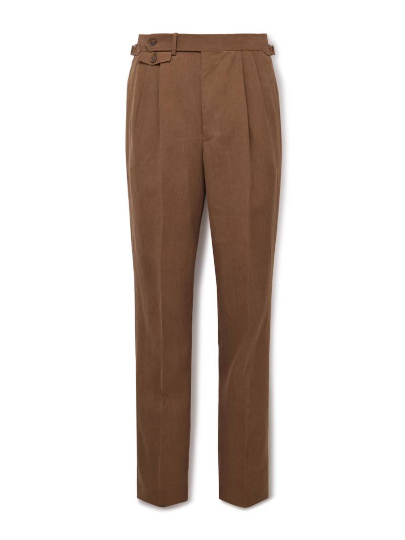 Dunhill - Straight-Leg Pleated Linen Suit Trousers - Men - Brown - IT 48 von Dunhill