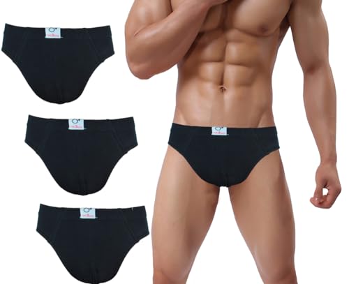 Dunkelstein 6-12 Slips Herren Unterhosen Männer Slip Unterwäsche Baumwolle Brief S-6XL (4XL, Regular, slip-580-3er-schwarz-4xl) von Dunkelstein