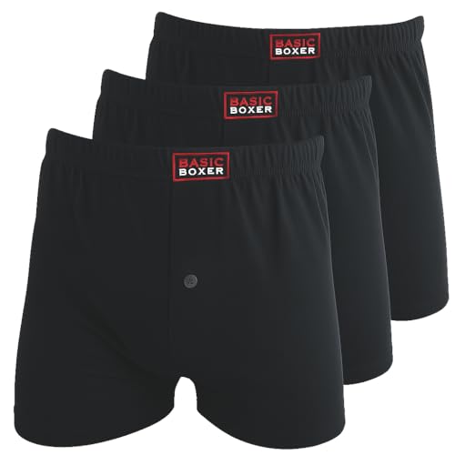 Dunkelstein Boxershorts Herren Baumwolle (3er, 6er, 12er Pack) - Männer Unterwäsche Unterhosen Men Retroshorts Boxer S M L XL 2XL 3XL 4XL 5XL 6XL Sale (black-basic-3er XXL) von Dunkelstein