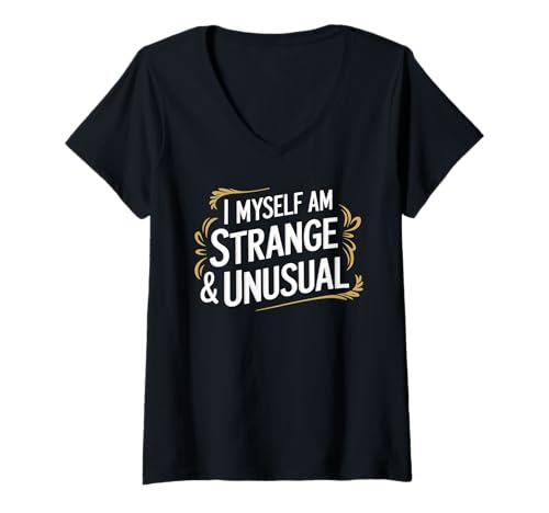Damen Seltsamer Ungewöhnlicher Humor Dunkler Quirliger Stil T-Shirt mit V-Ausschnitt Damen Seltsamer Ungewöhnlicher Humor Dunkler Quirliger Stil T-Shirt mit V-Ausschnitt von Dunkler Humor Introvertierte Alternative Fans