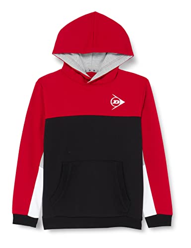 DUNLOP Kinder ESSENTIALS HOODED SWEAT, Sport Tennis Pullover, Dunkel Rot/Schwarz von DUNLOP