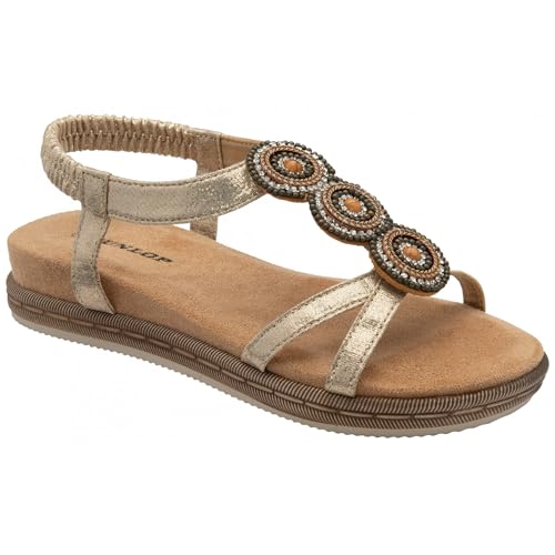 Dunlop Aspen Open-Toe Slip-On Sandalen, hellgoldfarben, 40 EU von DUNLOP