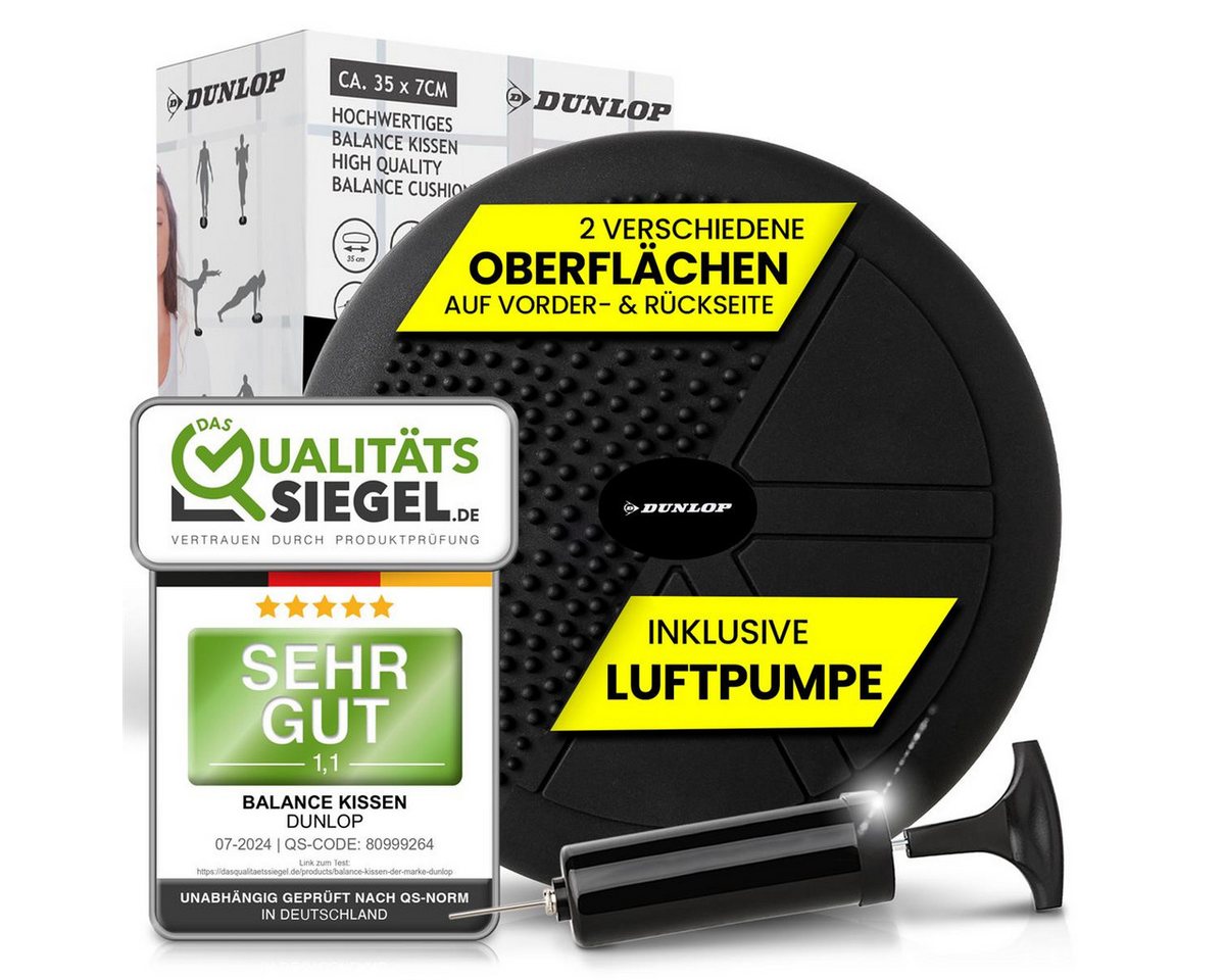 Dunlop Balancekissen Balance Kissen Ball Sitzkissen mit Luftpumpe, orthopädisch über 450 kg belastbar von Dunlop