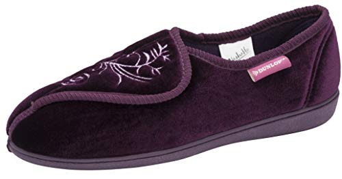 Dunlop Bluebell Womens Blumendruck Touch und Schließen Pantoffeln (38 EU, Violett - deep purple, 38) von DUNLOP