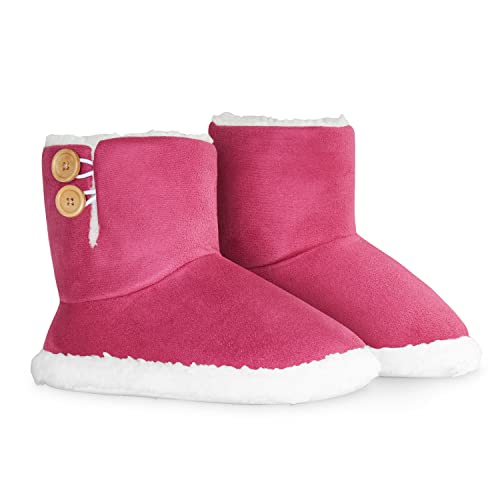 DUNLOP Hausschuhe Damen Winter, Flauschige Hausschuhe Damen Plüsch Bootie Slippers mit Memory Foam und rutschfester Sohle (Rosa, 38 EU) von DUNLOP