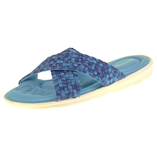 Dunlop Damen-Sandalen, doppelt gewebte Riemen, bequem, Memory-Schaum, Flip-Flops, Damen, Urlaub, essentiell, stilvoll, Größe 36-43, in Blau, Schwarz und Rosa, hellblau, 40 EU von DUNLOP