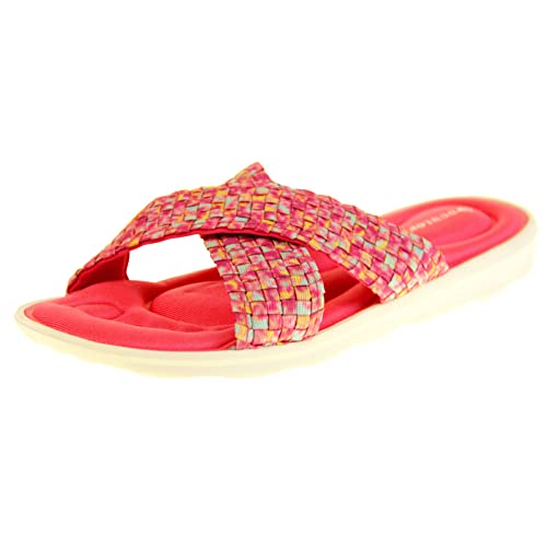 DUNLOP Damen-Sandalen, doppelt gewebte Riemen, bequem, Memory-Schaum, Flip-Flops, für Urlaub, stilvoll, Größe 36-42, in Blau, Schwarz und Rosa, rose, 39 EU von DUNLOP