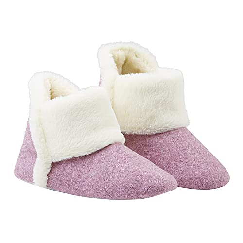 DUNLOP Hausschuhe Damen, Winter Pantoffeln Frauen mit Kunstfell, Weiche Filzpantoffeln Damen mit Gedächtnis Schaum, Geschenke für Frauen (38 EU, Rosa, numeric_38) von DUNLOP