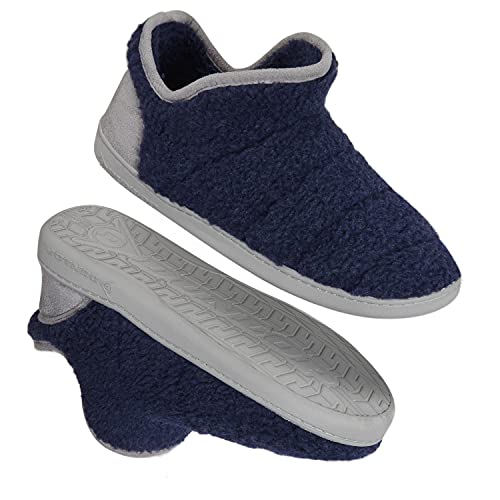 Dunlop Hausschuhe Herren, Herren Hausschuhe mit Memory Foam und Gummisohle, Hüttenschuhe Herren 41-46 (42 EU, Marineblau/Grau, numeric_42) von DUNLOP