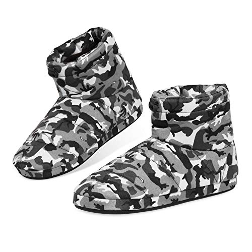 Dunlop Hausschuhe Herren, Flauschig Filzpantoffeln Herren, Warme Hausschuhe Boots für Männer, Hausstiefel Jungen Teenager, Winterstiefel 41-46, Geschenke fur Manner (Grau Camo, Numeric_41) von DUNLOP