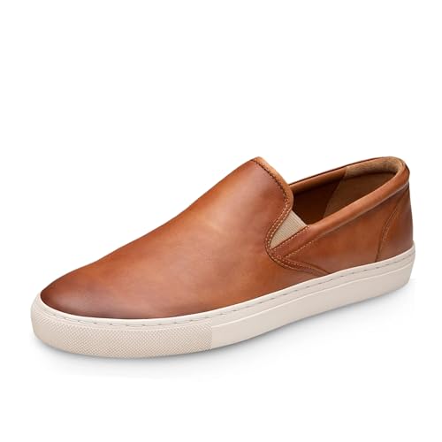 Dunross & Sons Herren-Sneaker. Modische Sneaker. Schnür- oder Slip-On-Herren-Freizeitschuhe. Bequeme Lederschuhe., Ollie Tan, 41 EU von Dunross & Sons