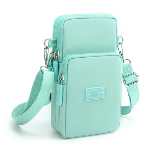 DuoLmi Kleine Umhängetasche für Damen, Universal-Tasche, Geldbörse, Handy, Geldbörse, leichte Taschen, Handtaschen, Mini-Umhängetasche, 012 Mintgrün, Large von DuoLmi