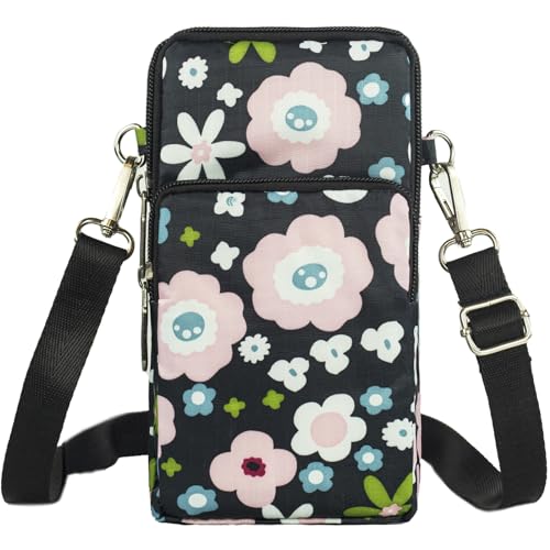 DuoLmi Kleine Umhängetasche für Damen, Universal-Tasche, Geldbörse, Handy, Geldbörse, leichte Taschen, Handtaschen, Mini-Umhängetasche, 09 Kleine Blume, Large von DuoLmi