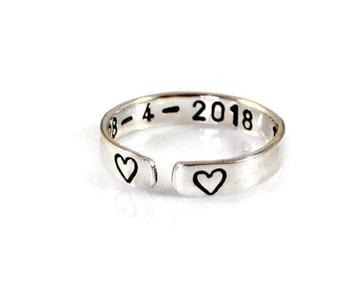 Daumenring Für Frauen Sterling Silber - Gravierter Ring Personalisierter Silberring Innen Gravierter Sie Geburtstag von DuoStef