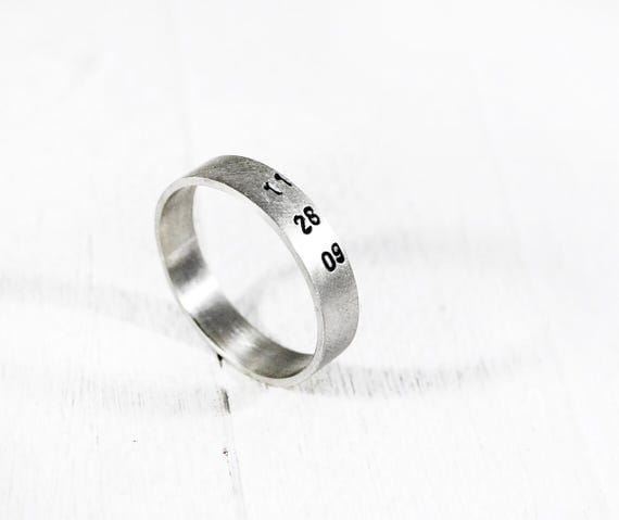 Echte Silber Herrenring - Versprechen Ringe Für Ihn 5mm 925 Sterling Band Datumsring Herren Graviert von DuoStef