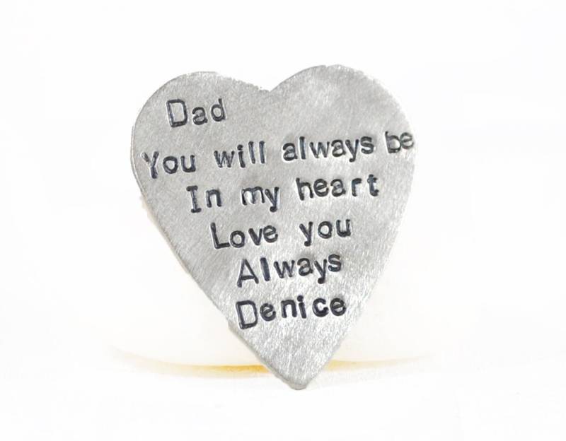 Papa Du Wirst Immer in Meinem Herzen Sein. Herz Brieftascheneinsatz. Papas Token. Personalisiertes Benutzerdefiniertes Herz-Silber-Andenken von DuoStef