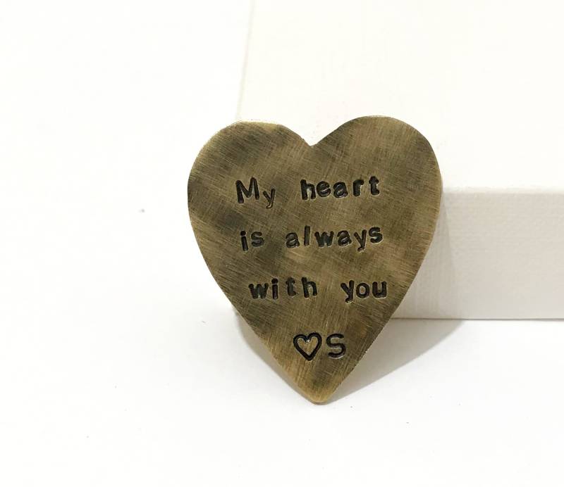 Pocket Hug Token - Benutzerdefinierte Taschentoken Mein Herz Ist Immer Bei Dir Taschenmünze Personalisierter Liebestoken Fernbeziehung von DuoStef