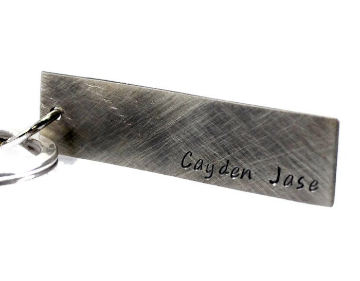 Schlüsselanhänger Mit Wunschanhänger. Personalisierter Silber Schlüsselanhänger. Namensschild. Geschenk Für Vater Mutter. Rustikales Geschenk von DuoStef