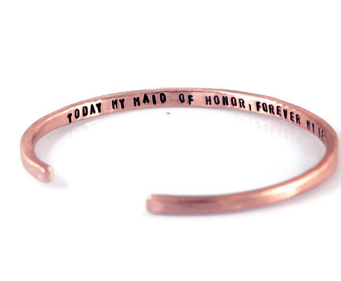 Trauzeugin Armband. Personalisiertes Brautjungfern Schwester Der Braut. Gravierte Manschette. Hochzeitstag Geschenk. Rosegold Kupfer von DuoStef