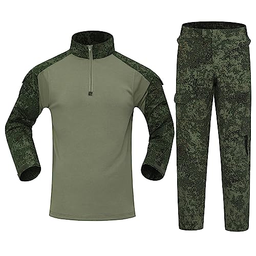 Duohropke Airsoft Tarnanzug Herren Paintball Combat Shirt Taktische Hose Langärmlige mit 1/4 Reißverschluss Militär Anzug Outdoor Camouflage Jagdbekleidung von Duohropke