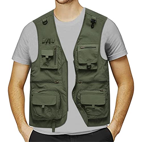 Duohropke Anglerweste, Herren Angeln Weste Multifunktionsweste Anglerweste, Atmungsaktive Fotografie Gilet Camping Jagdweste, Herren Outdoor Weste Mit Multi-Taschened Anglerweste von Duohropke