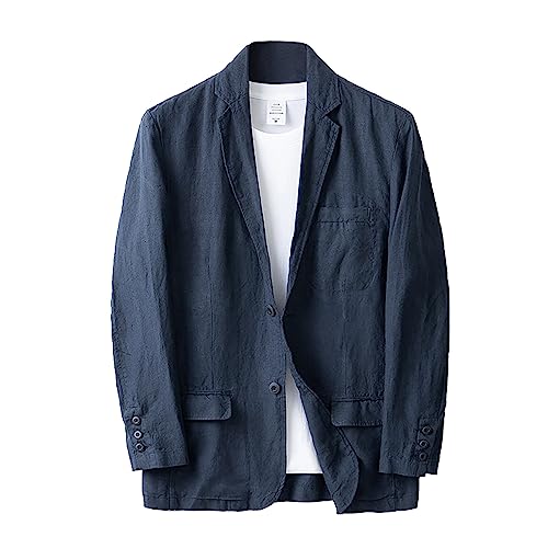 Duohropke Anzugsjacke für Herren Leinen Sportmäntel mit Zwei Knöpfen Große Größen Dünn Sommersakko Business Casual Blazer mit Tasche Sport Mantel Strickjacke Stilvolle Alltagsanzüge von Duohropke