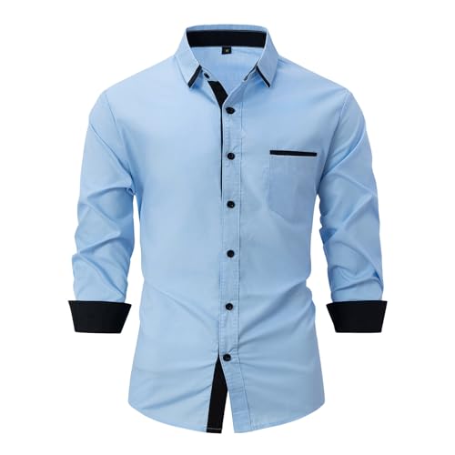 Duohropke Businesshemden Herren Hemd Shirt Langarmhemd Muskellinie-Style Freizeit Hemd Männer Kent-Kragen Business Casual Slim Fit Button Down Hemd von Duohropke