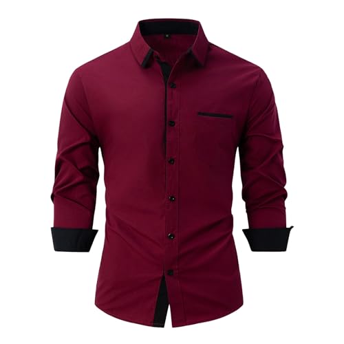 Duohropke Businesshemden Herren Hemd Shirt Langarmhemd Muskellinie-Style Freizeit Hemd Männer Kent-Kragen Business Casual Slim Fit Button Down Hemd von Duohropke