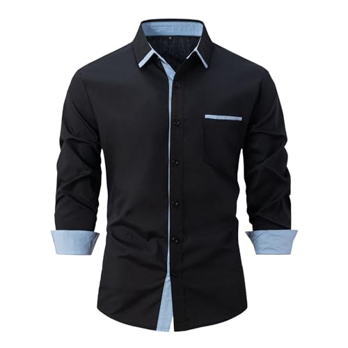 Duohropke Businesshemden Herren Hemd Shirt Langarmhemd Muskellinie-Style Freizeit Hemd Männer Kent-Kragen Business Casual Slim Fit Button Down Hemd Duohropke Businesshemden Herren Hemd Shirt Langarmhemd Muskellinie-Style Freizeit Hemd Männer Kent-Kragen Business Casual Slim Fit Button Down Hemd von Duohropke