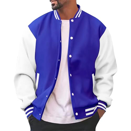 Duohropke College Jacke Herren Oldschool Sportjacke Varsity Jacket Patchwork Collegiate Baseballjacke Stehkragen Streetwear von Duohropke